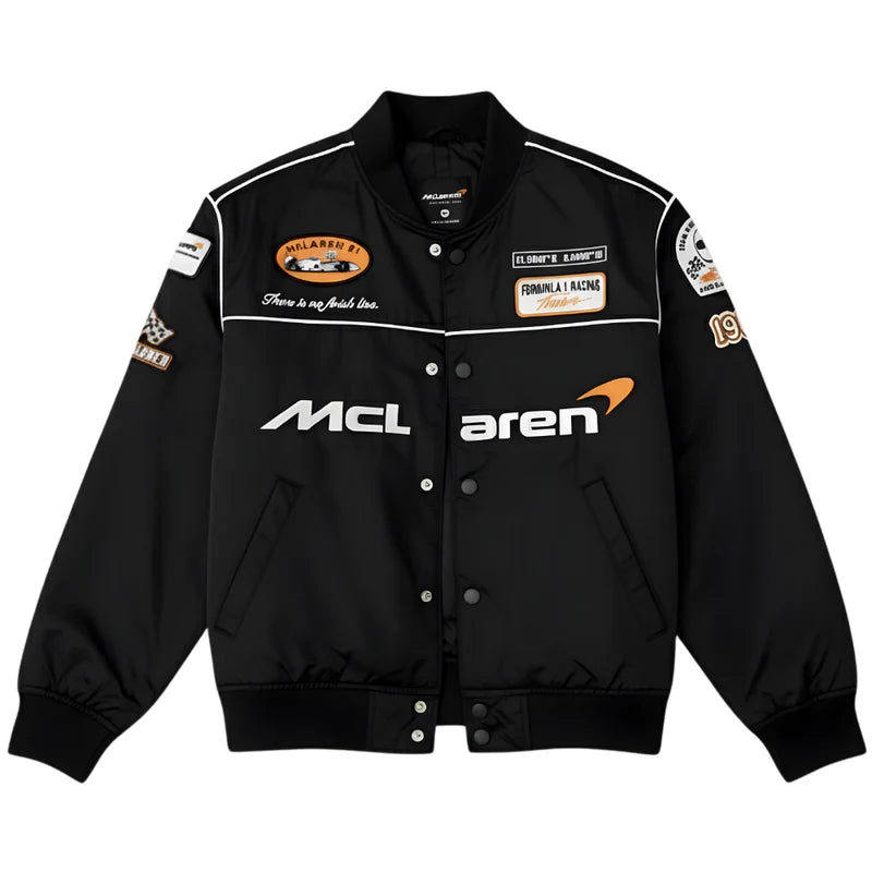Mclaren GT ウォームアップジャケット ブラック F1 レーシング M F1 McLaren Black Embroidered Vintage Racing Jacket – SHABA Speed