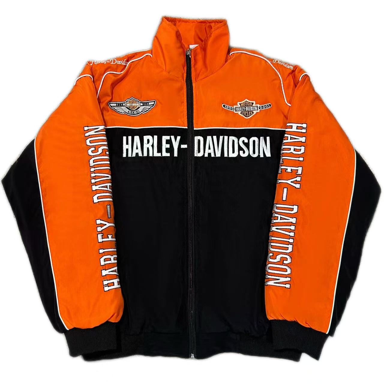Harley Davidson Orange Embroidered Vintage Racing Jacket – SHABA Speed