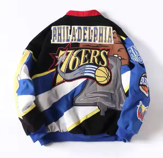 Rare PHILADELPHIA 76ERS Vintage Embroidered Jacket - Unisex2