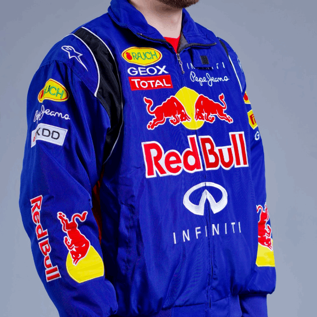 F1 RedBull Embroidered Vintage Racing Jacket Black Blue