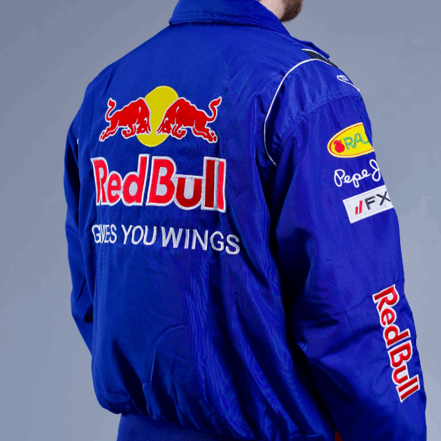 F1 RedBull Embroidered Vintage Racing Jacket Black Blue