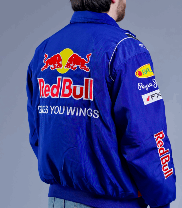 F1 RedBull Embroidered Vintage Racing Jacket Black Blue