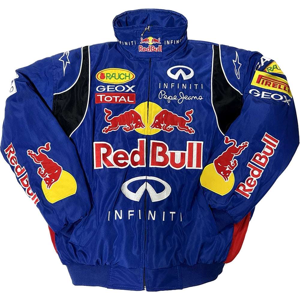 F1 RedBull Embroidered Vintage Racing Jacket Black Blue