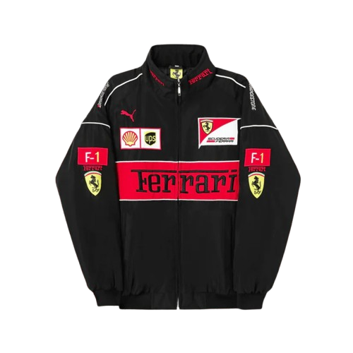 f1 ferrar black racing vintage style jacket