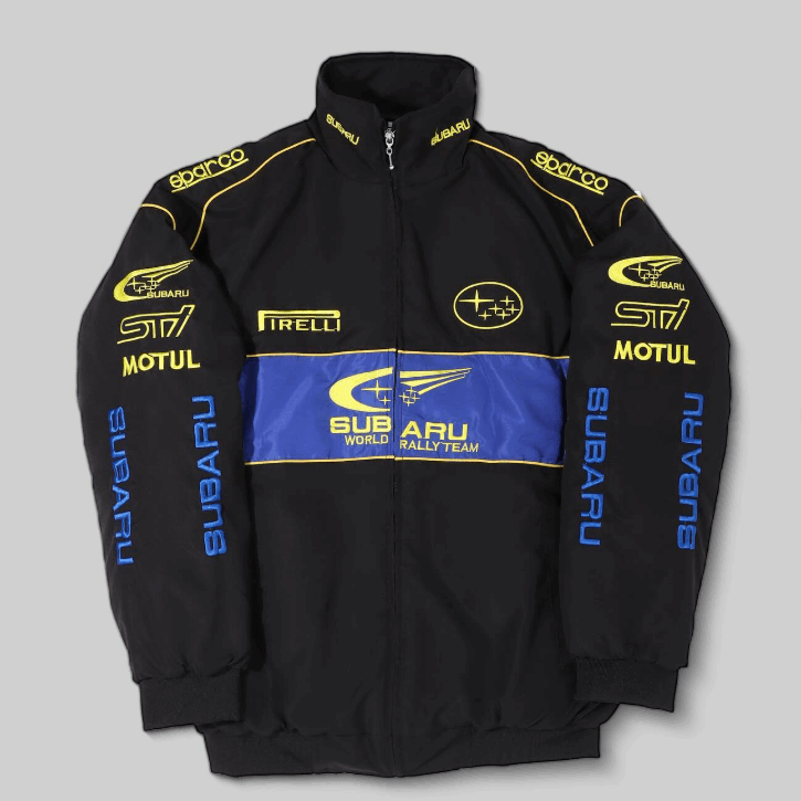 Subaru Rally Embroidered Vintage Racing Jacket Black