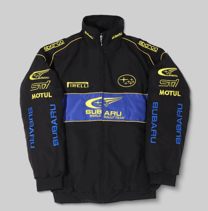 Subaru Rally Racing Jacket Subaru Rally Embroidered Vintage Racing Jacket Black – SHABA Speed